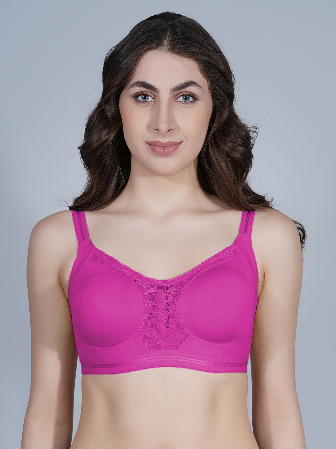 Centre Lace Seamless Full Coverage Non Padded Bra