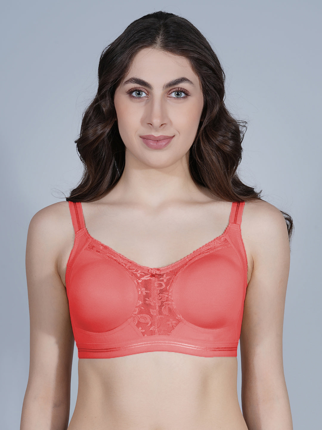 Centre Lace Seamless Full Coverage Non Padded Bra