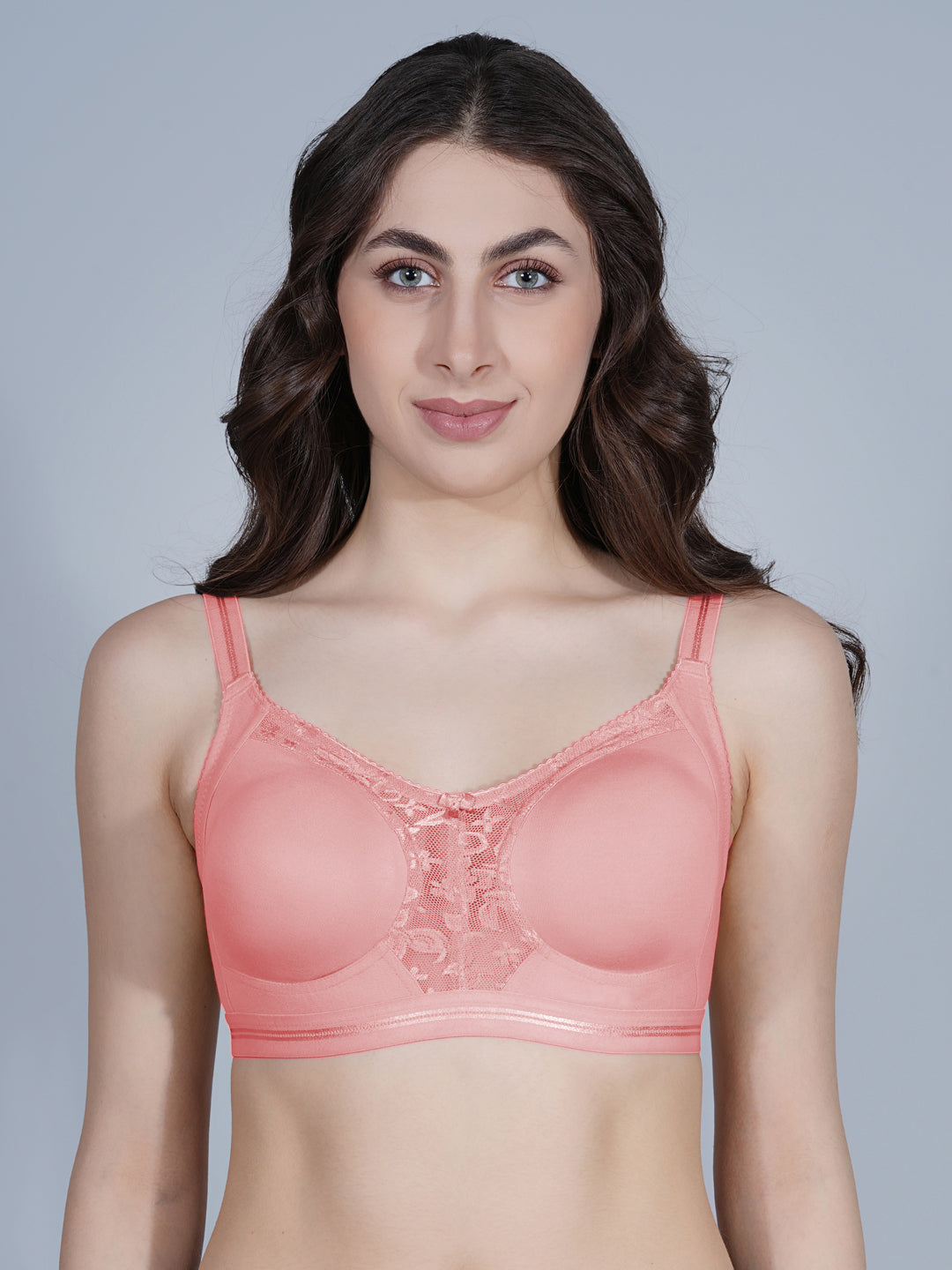 Centre Lace Seamless Full Coverage Non Padded Bra
