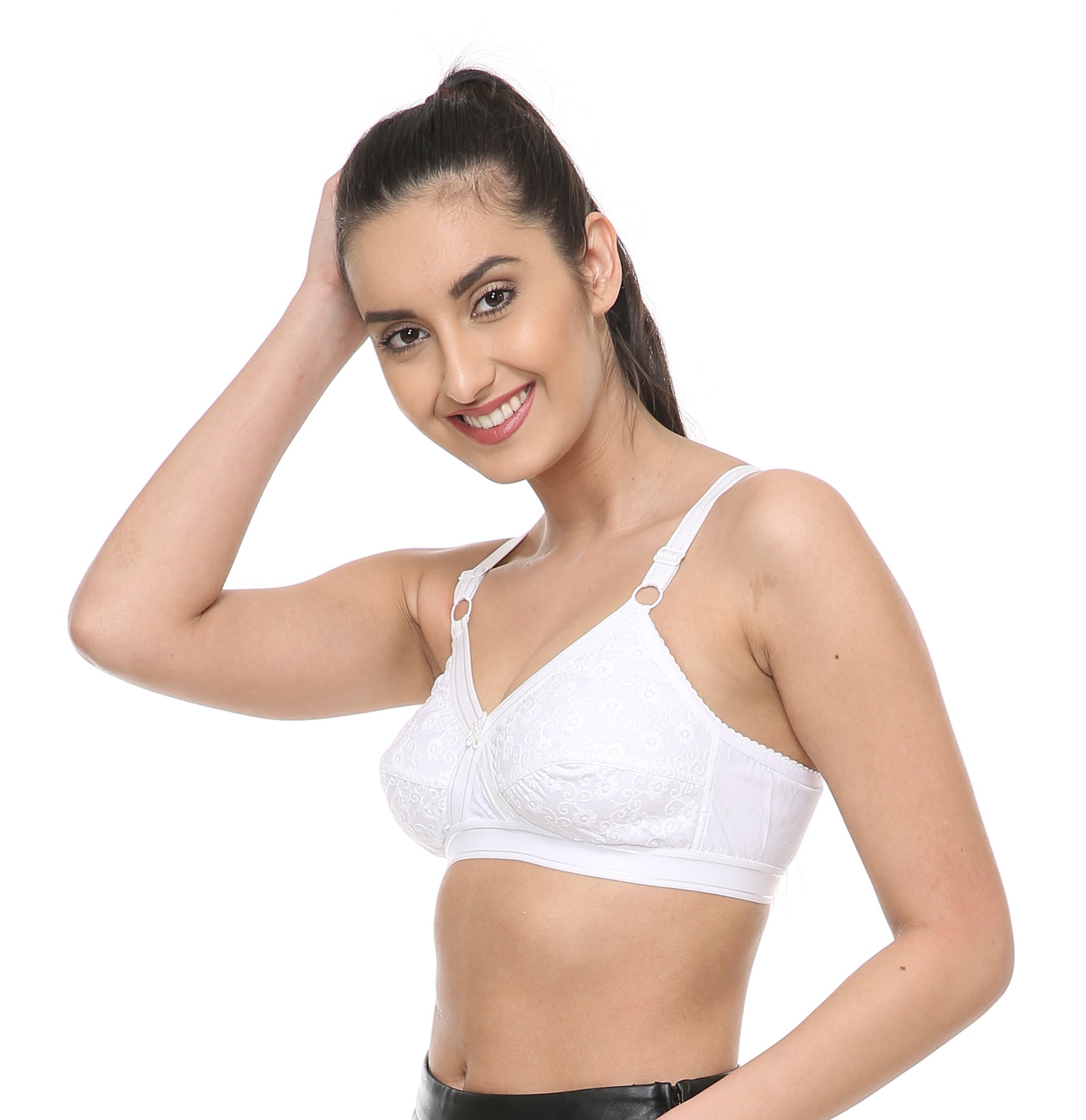 Chikan Cotton Bra White Colour 6 Pcs Pack