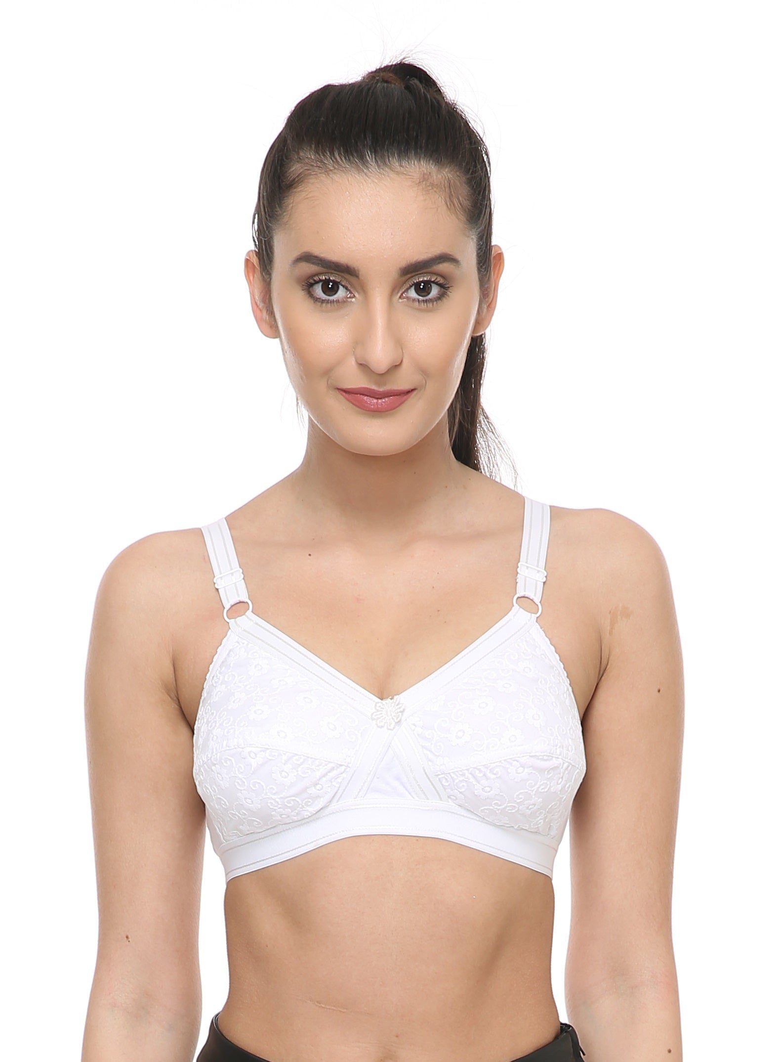 Chikan Cotton Bra White Colour 6 Pcs Pack
