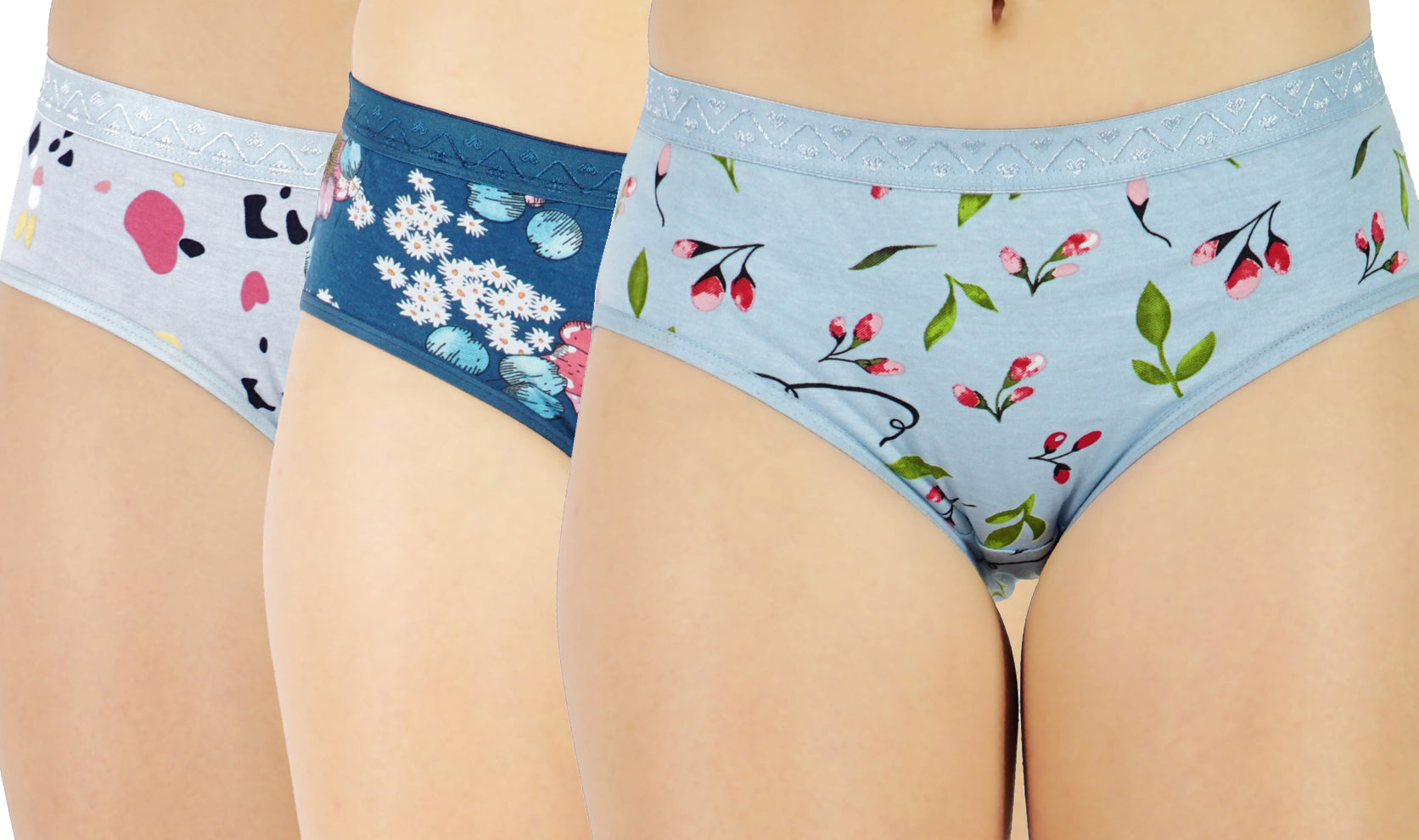 Women Full Coverage Printed Hipster Panty 12 Pcs Pack