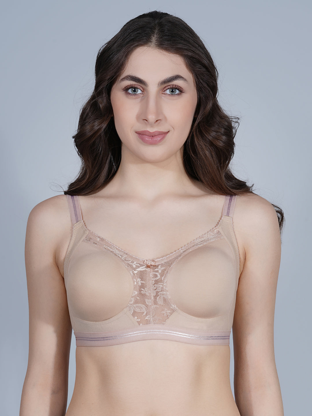 Centre Lace Seamless Full Coverage Non Padded Bra