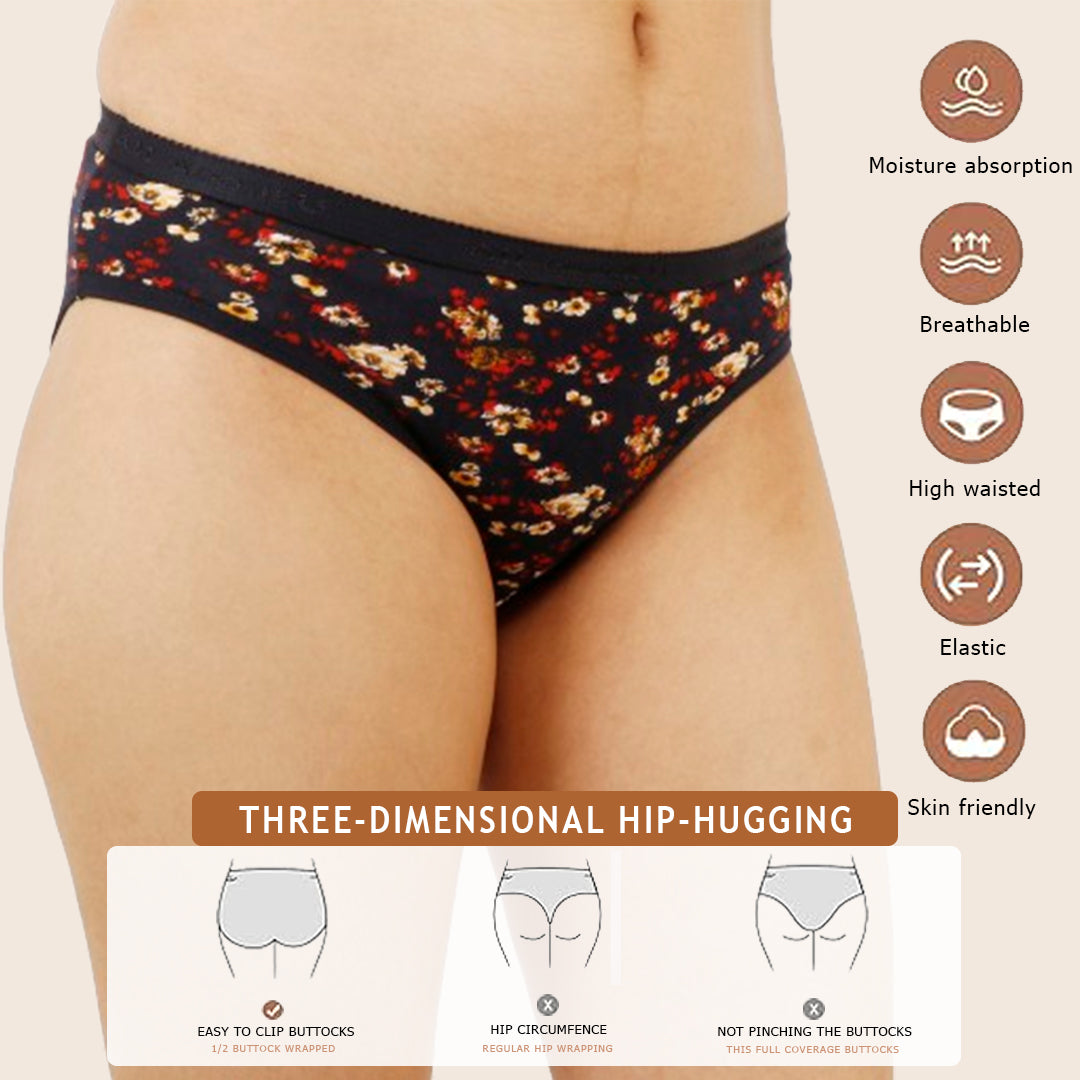 Women Full Coverage Printed Hipster Panty 12 Pcs Pack