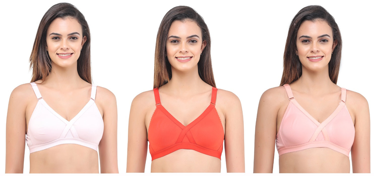 Cross Fit Seamless Bra Full Coverage Assorted Colour 6 Pcs Pack